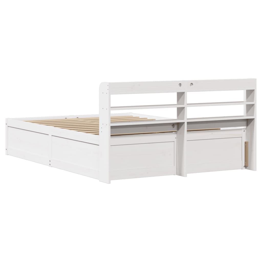 Bed Frame with Headboard White 140x190 cm Solid Wood Pine