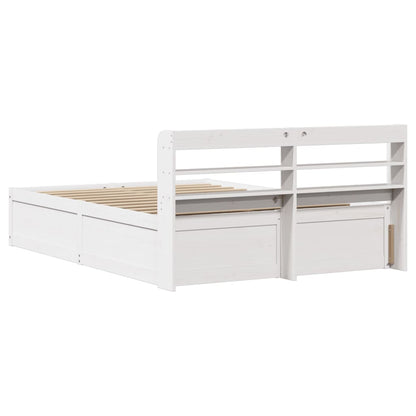 Bed Frame with Headboard White 140x190 cm Solid Wood Pine