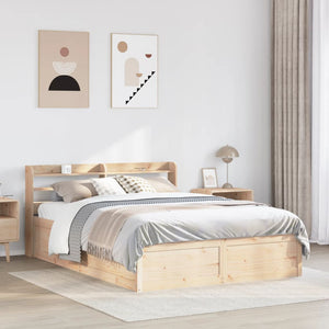 Bed Frame with Headboard 135x190 cm Double Solid Wood Pine