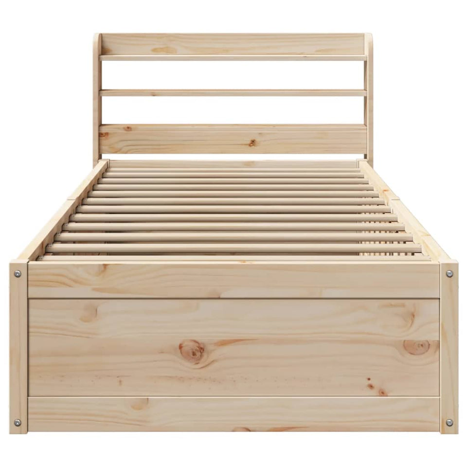 Bed Frame with Headboard 75x190 cm Small Single Solid Wood Pine