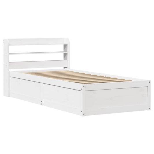 Bed Frame with Headboard White 75x190 cm Small Single Solid Wood Pine