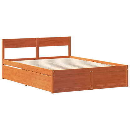 Bed Frame without Mattress Wax Brown 160x200 cm Solid Wood Pine