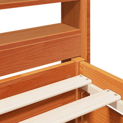 Bed Frame without Mattress Wax Brown 140x200 cm Solid Wood Pine
