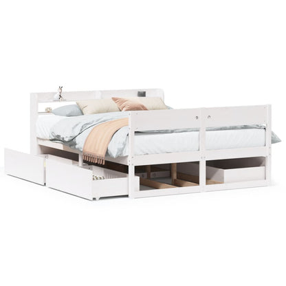 Bed Frame without Mattress White 140x190 cm Solid Wood Pine
