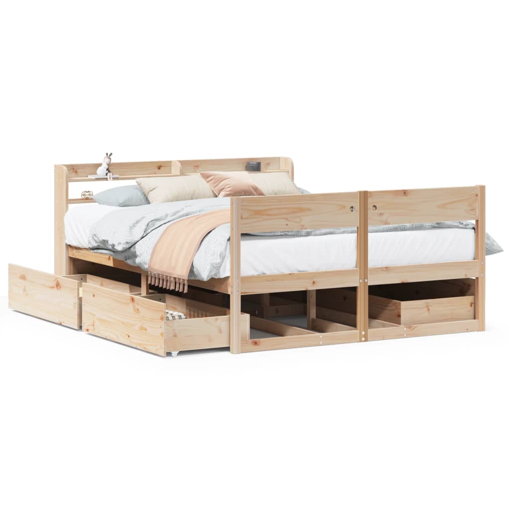 Bed Frame without Mattress 135x190 cm Double Solid Wood Pine