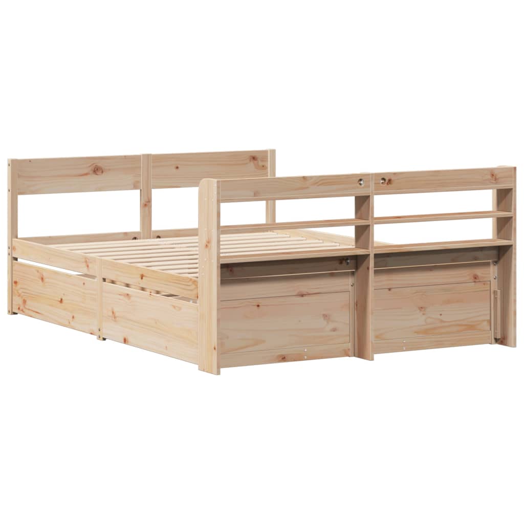 Bed Frame without Mattress 135x190 cm Double Solid Wood Pine