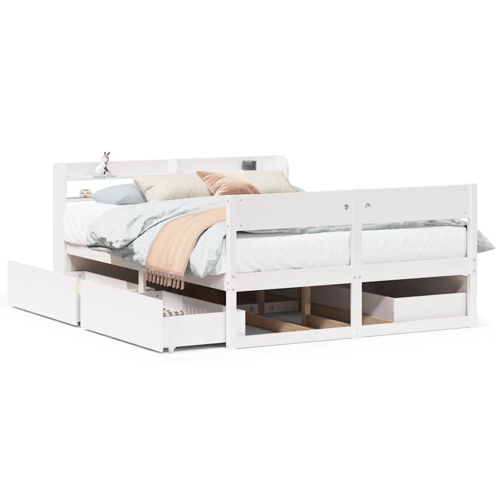Bed Frame without Mattress White 120x190 cm Small Double Solid Wood Pine