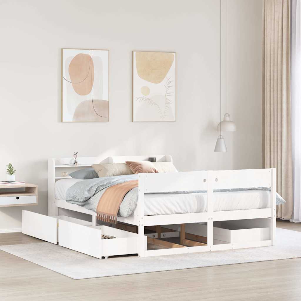 Bed Frame without Mattress White 120x190 cm Small Double Solid Wood Pine
