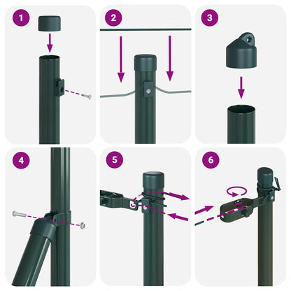 Embedded Fence Post 26 pcs Green Powder-Coated Steel
