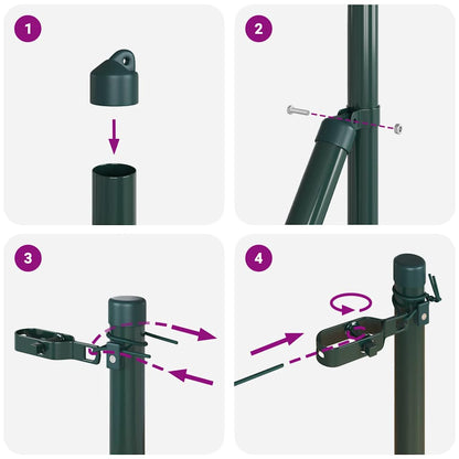Embedded Fence Post 26 pcs Green Powder-Coated Steel