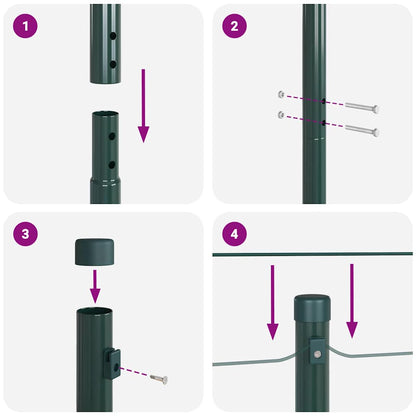 Embedded Fence Post 52 pcs Green Powder-Coated Steel