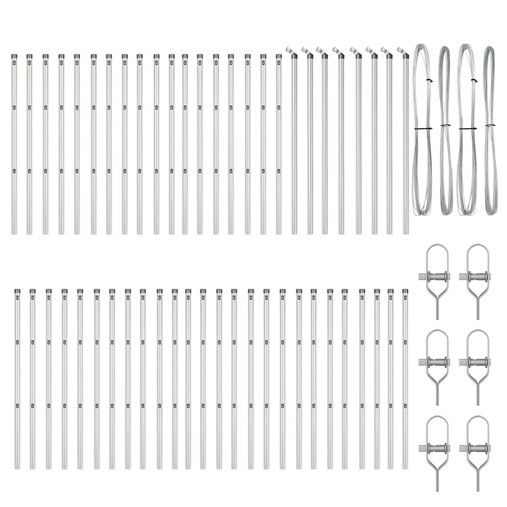 Embedded Fence Post 52 pcs Silver Powder-Coated Steel