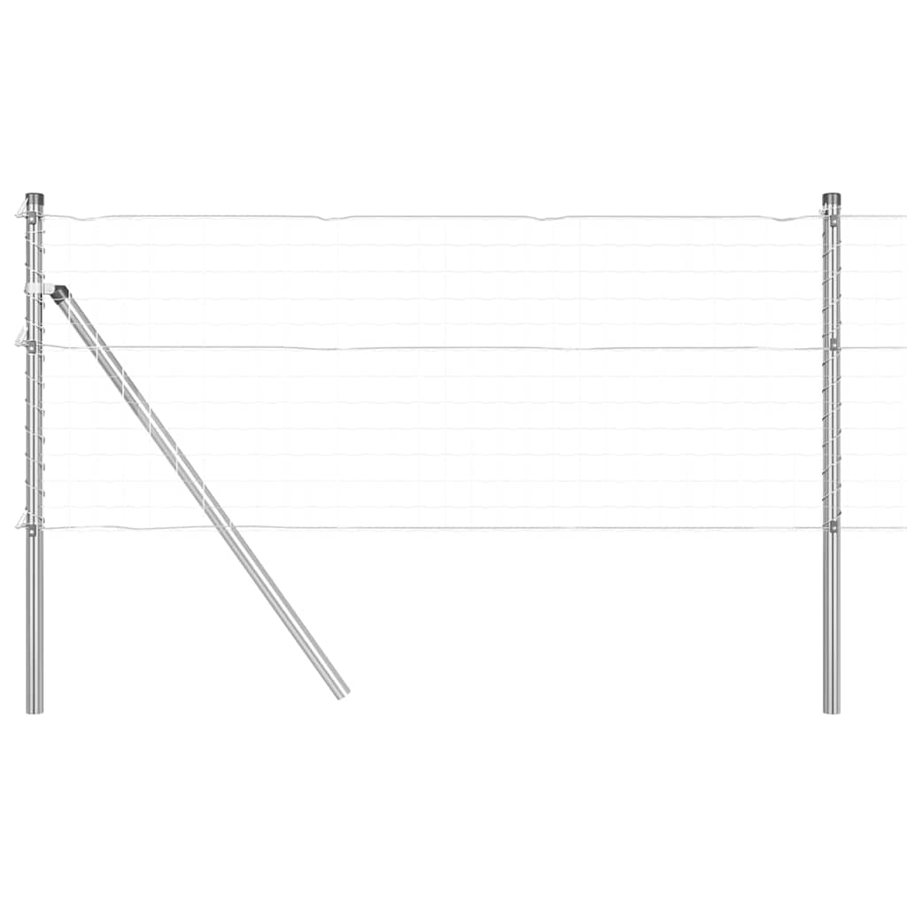 Embedded Fence Post 26 pcs Silver Powder-Coated Steel
