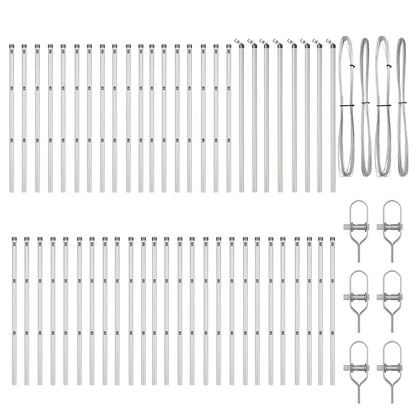 Embedded Fence Post 52 pcs Silver Powder-Coated Steel