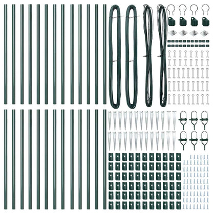 Ground Spike Fence Post 26 pcs Green Powder-Coated Steel