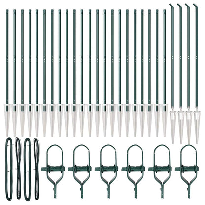 Ground Spike Fence Post 26 pcs Green Powder-Coated Steel