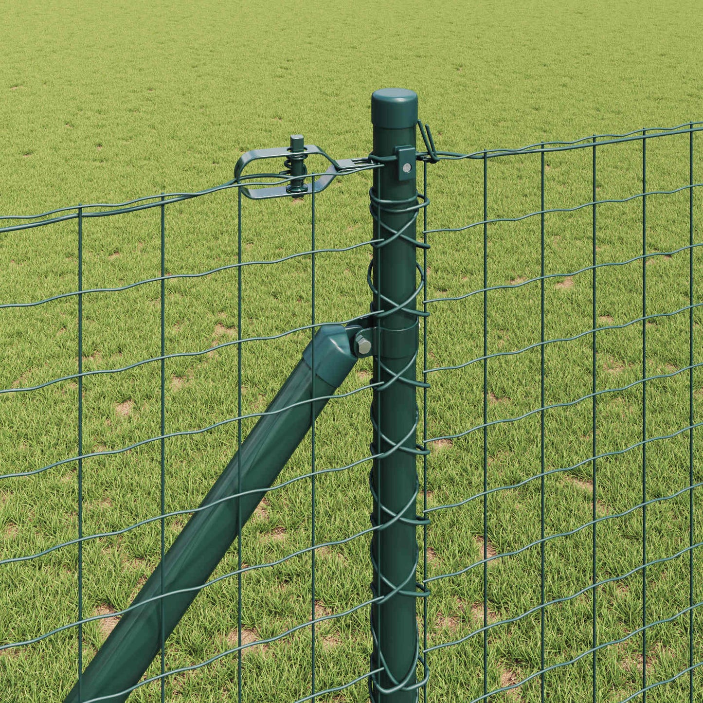 Ground Spike Fence Post 26 pcs Green Powder-Coated Steel
