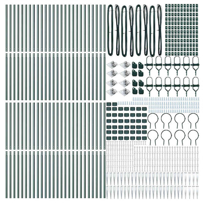 Ground Spike Fence Post 52 pcs Green Powder-Coated Steel