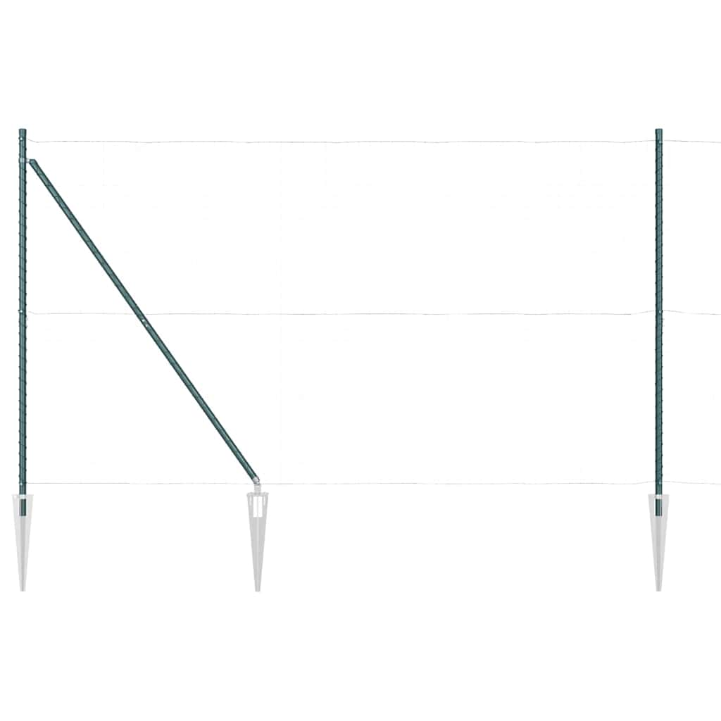 Ground Spike Fence Post 52 pcs Green Powder-Coated Steel