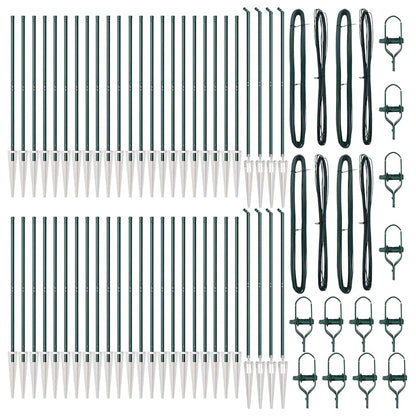 Ground Spike Fence Post 52 pcs Green Powder-Coated Steel