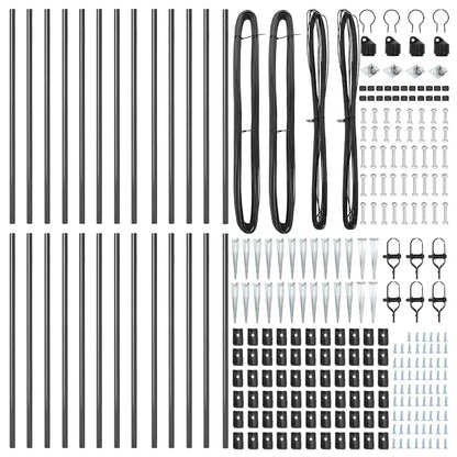 Ground Spike Fence Post 26 pcs Grey Powder-Coated Steel