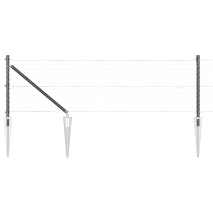 Ground Spike Fence Post 52 pcs Grey Powder-Coated Steel