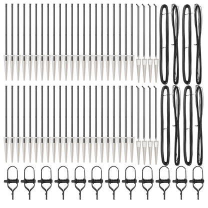 Ground Spike Fence Post 52 pcs Grey Powder-Coated Steel