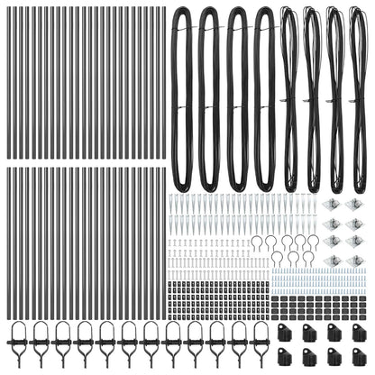 Ground Spike Fence Post 52 pcs Grey Powder-Coated Steel