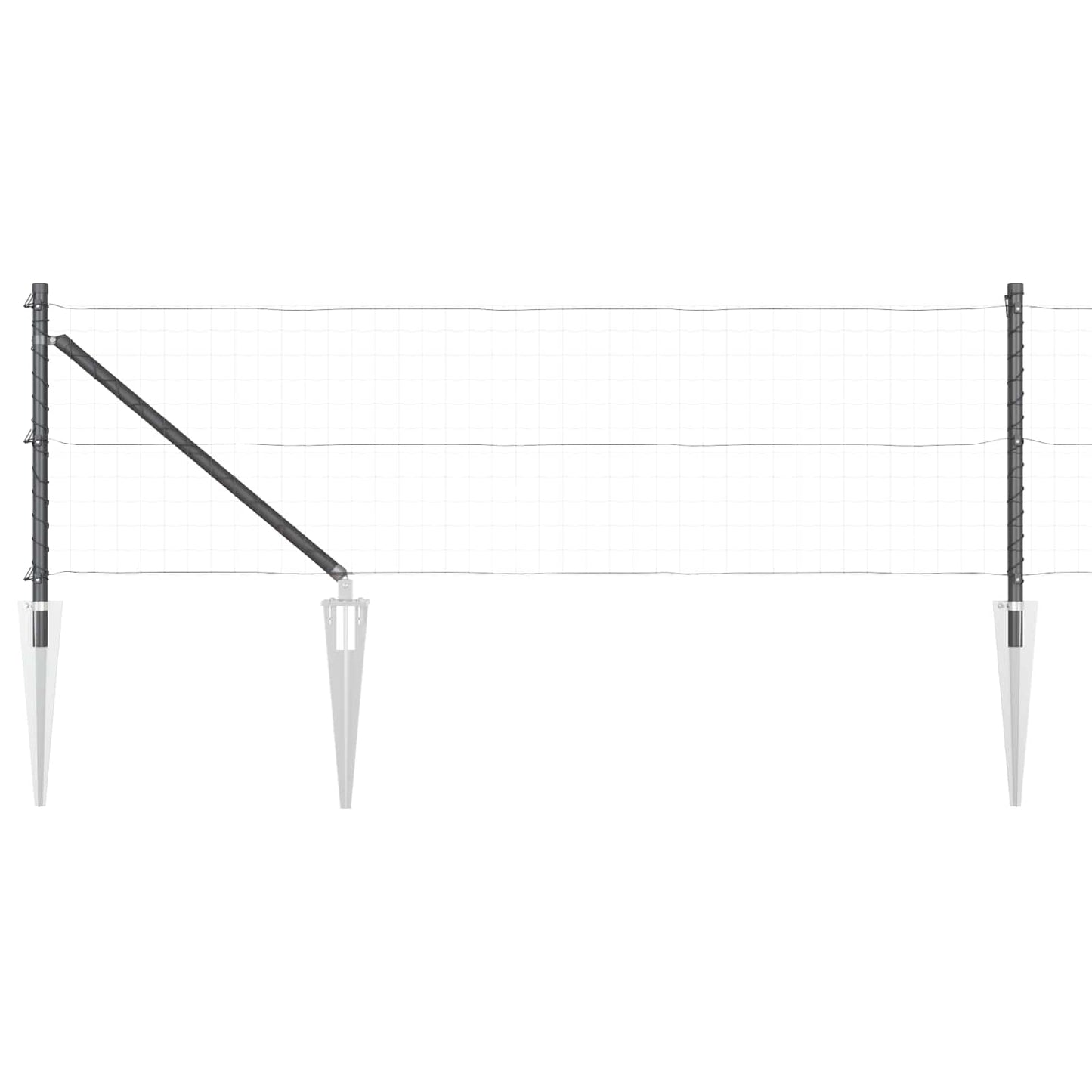 Ground Spike Fence Post 26 pcs Grey Powder-Coated Steel
