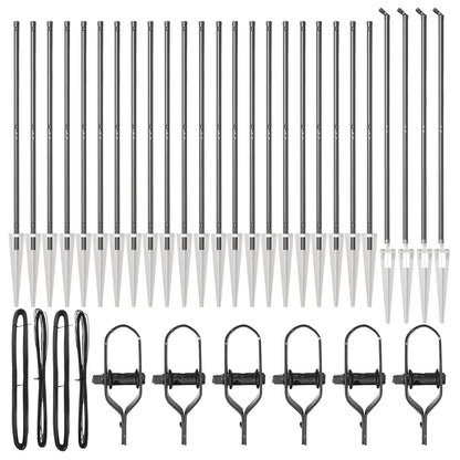 Ground Spike Fence Post 26 pcs Grey Powder-Coated Steel