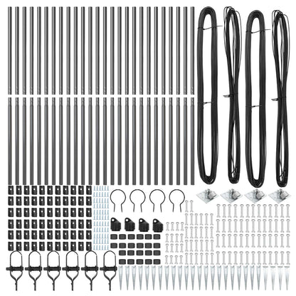 Ground Spike Fence Post 26 pcs Grey Powder-Coated Steel