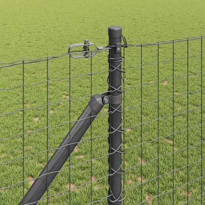 Ground Spike Fence Post 52 pcs Grey Powder-Coated Steel