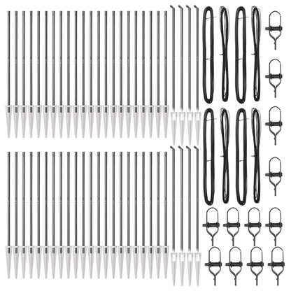 Ground Spike Fence Post 52 pcs Grey Powder-Coated Steel