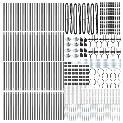 Ground Spike Fence Post 52 pcs Grey Powder-Coated Steel