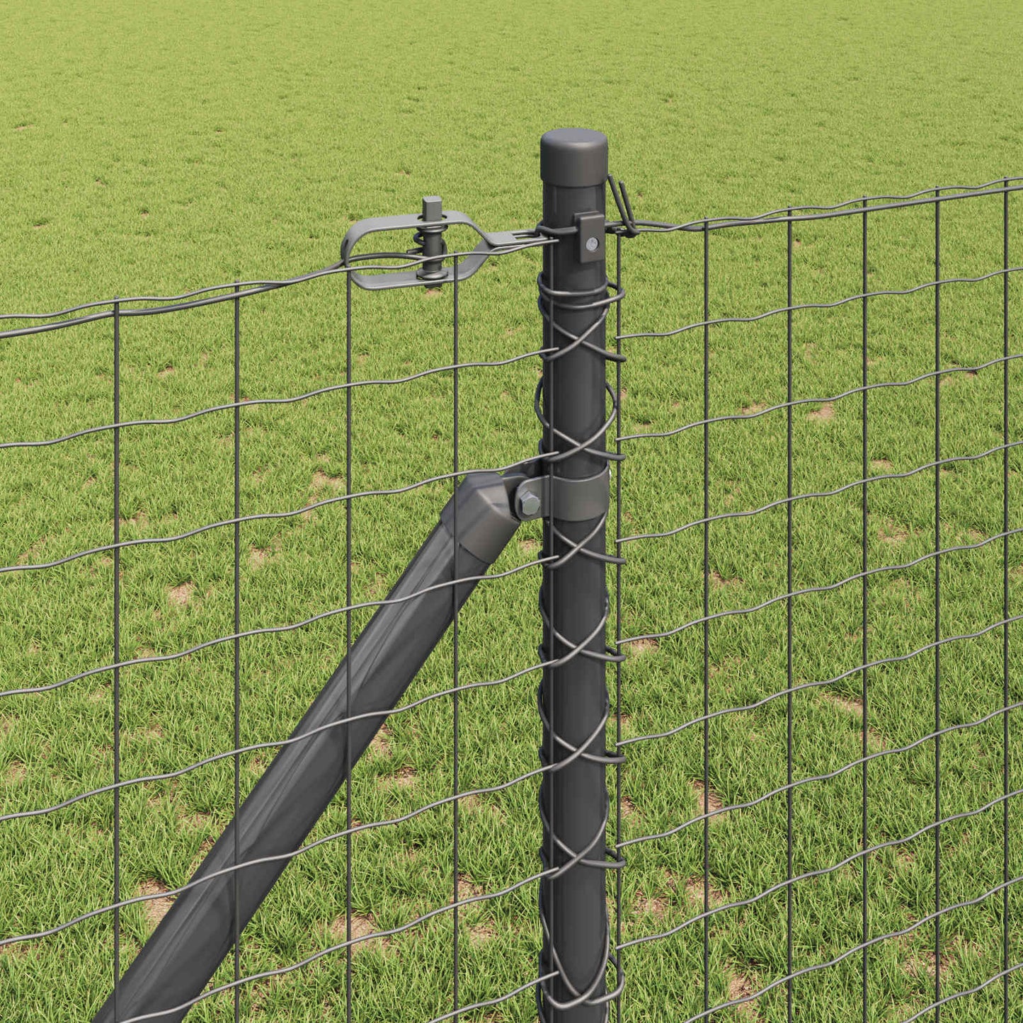 Ground Spike Fence Post 52 pcs Grey Powder-Coated Steel