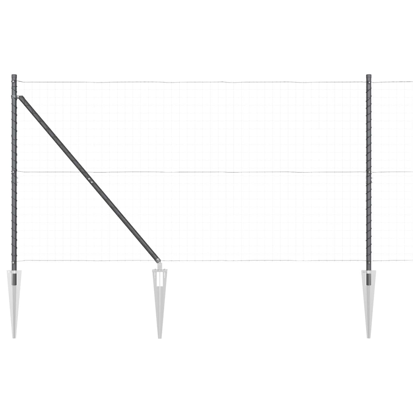 Ground Spike Fence Post 52 pcs Grey Powder-Coated Steel