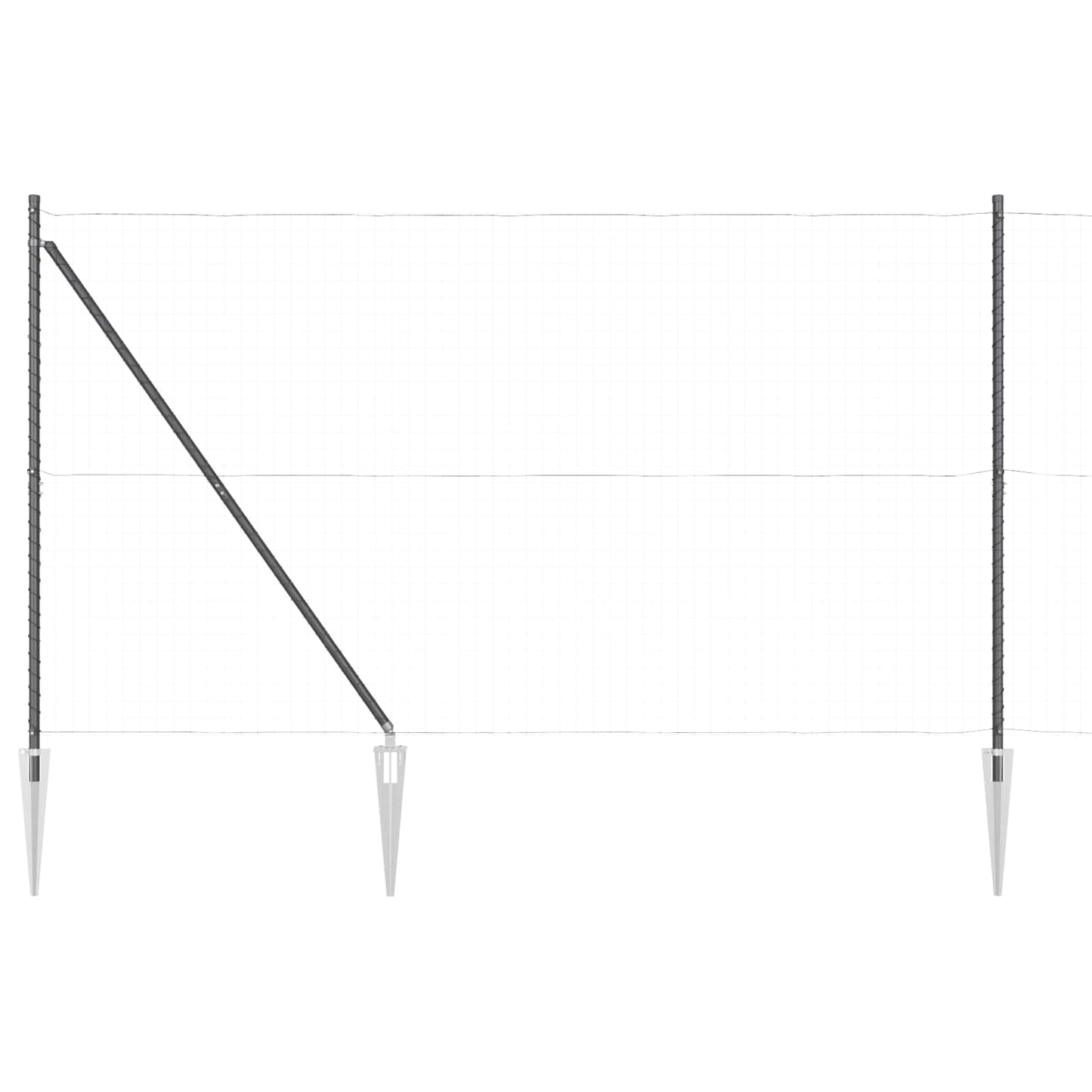 Ground Spike Fence Post 52 pcs Grey Powder-Coated Steel