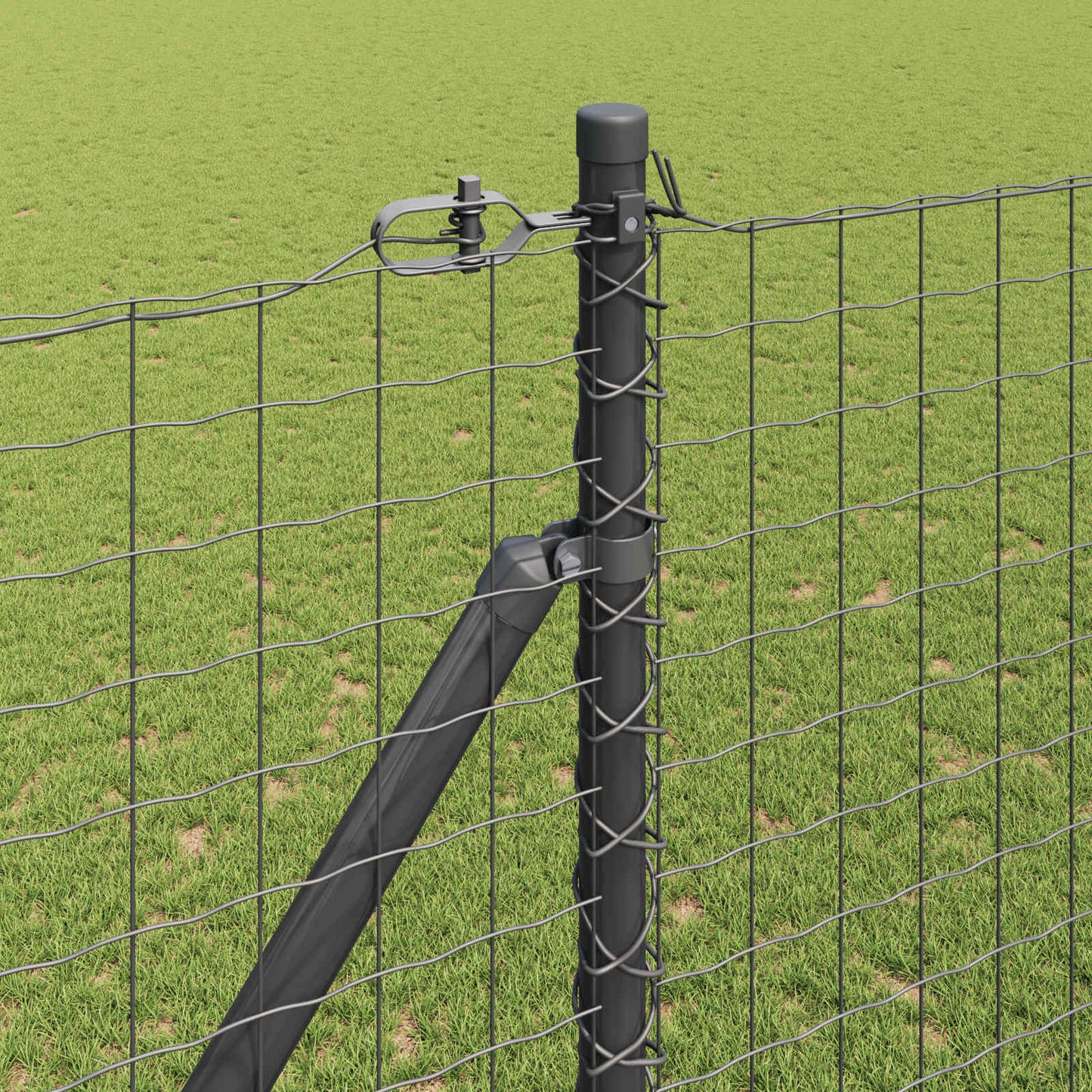 Ground Spike Fence Post 52 pcs Grey Powder-Coated Steel