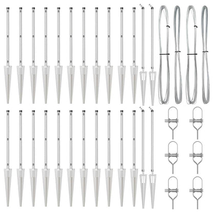 Ground Spike Fence Post 26 pcs Silver Powder-Coated Steel