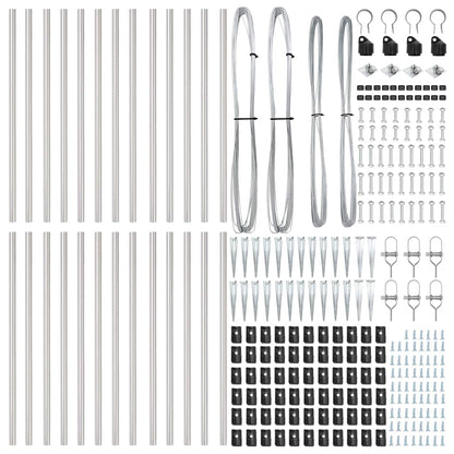Ground Spike Fence Post 26 pcs Silver Powder-Coated Steel