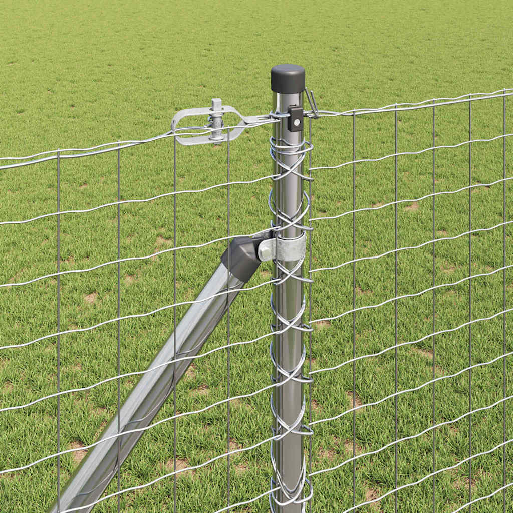 Ground Spike Fence Post 26 pcs Silver Powder-Coated Steel