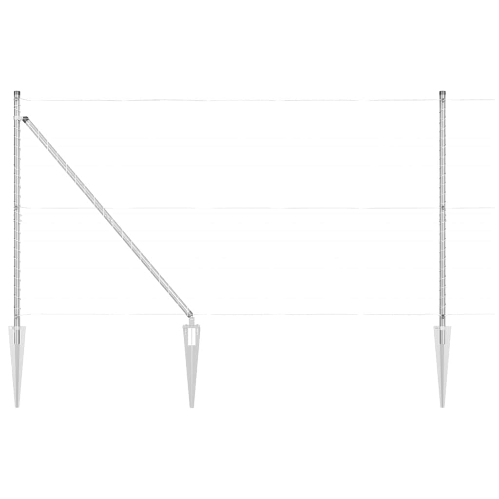 Ground Spike Fence Post 26 pcs Silver Powder-Coated Steel