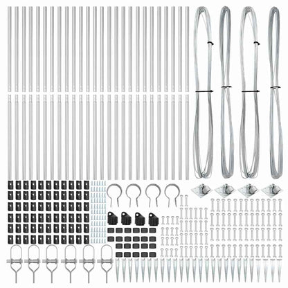 Ground Spike Fence Post 26 pcs Silver Powder-Coated Steel