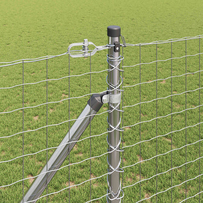 Ground Spike Fence Post 52 pcs Silver Powder-Coated Steel