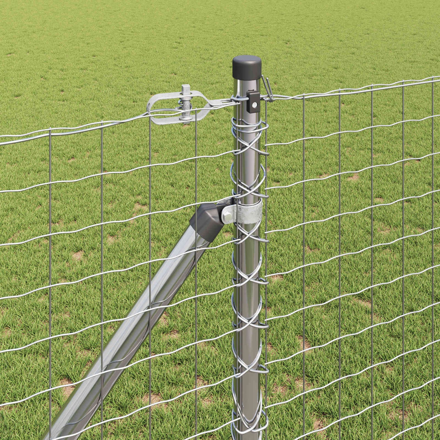 Ground Spike Fence Post 26 pcs Silver Powder-Coated Steel