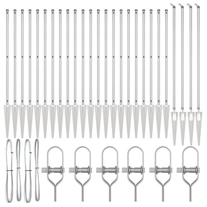 Ground Spike Fence Post 26 pcs Silver Powder-Coated Steel