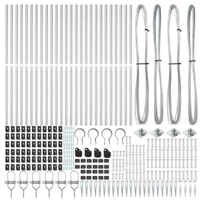 Ground Spike Fence Post 26 pcs Silver Powder-Coated Steel