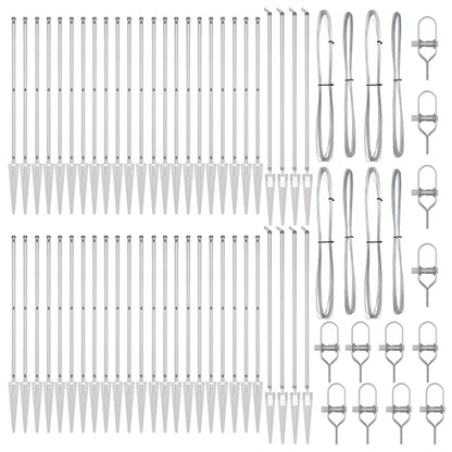 Ground Spike Fence Post 52 pcs Silver Powder-Coated Steel