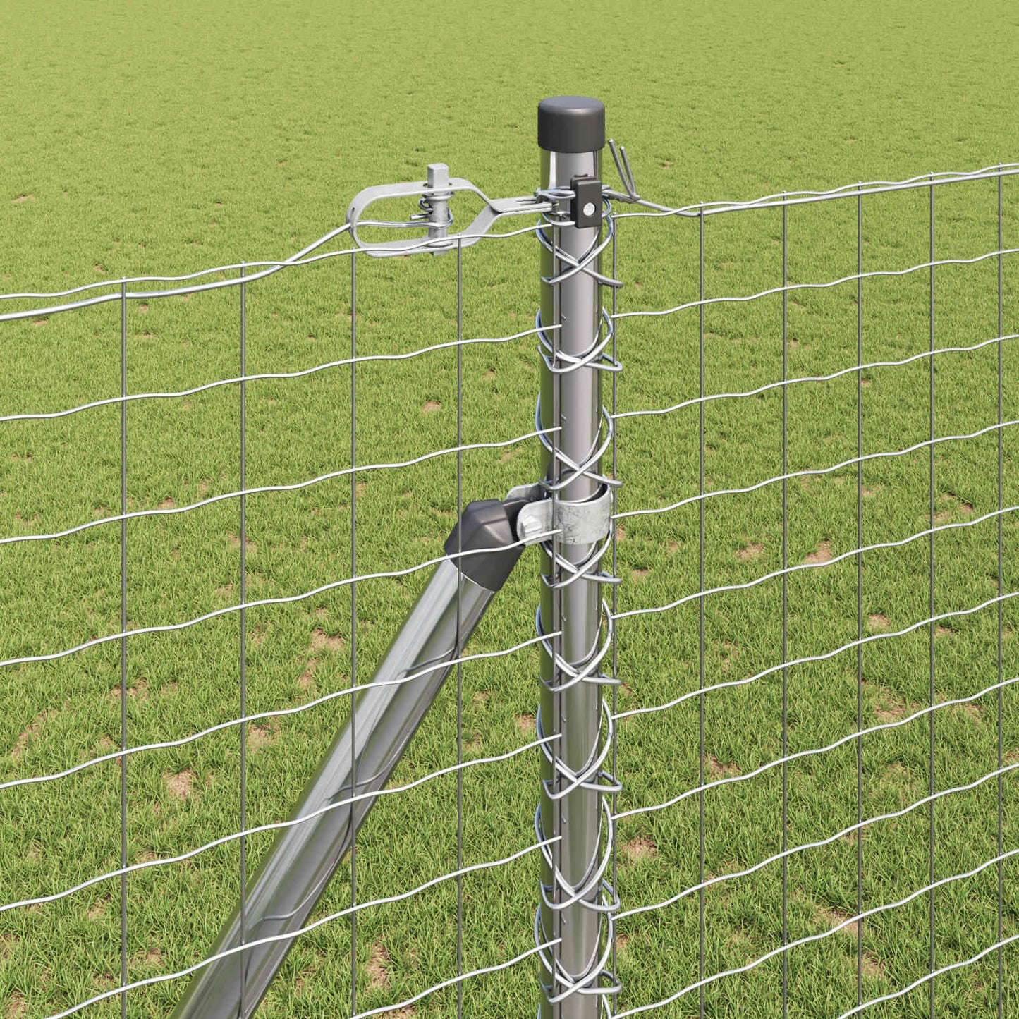 Ground Spike Fence Post 52 pcs Silver Powder-Coated Steel