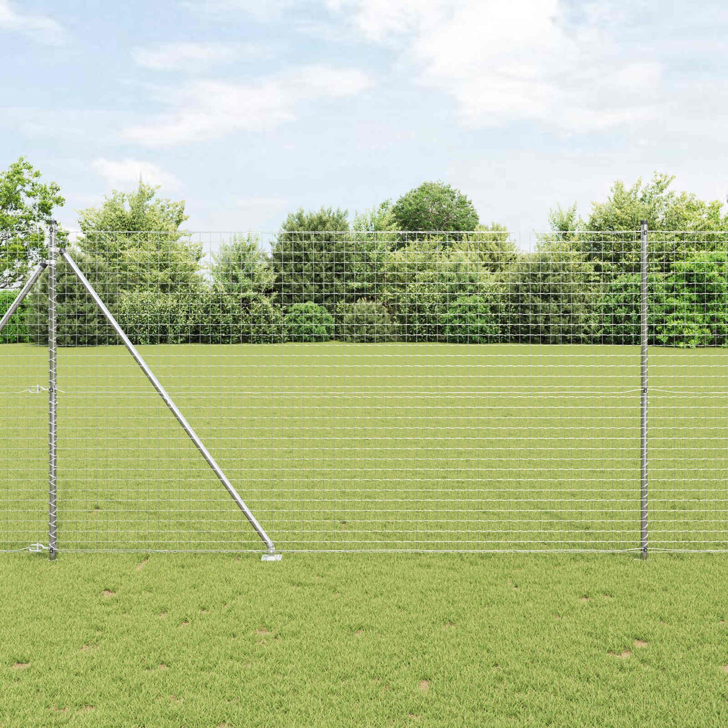 Ground Spike Fence Post 52 pcs Silver Powder-Coated Steel